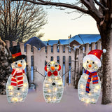HOURLEEY Christmas Decoration 55 L Lighted Snowman Family Outdoor, 3-Piece Waterproof Plug in 2D Snowman for Yard Patio Lawn Garden Party Decor 20.5X9X29.5Inch-Large (Warm White) Hourleey