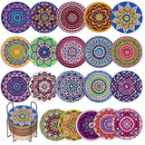Caffox 20 Pieces Diamond Art Painting Coasters Kit with Holder, Diamond Art Coasters, DIY Diamond Art Crafts Projects, Diamond Art Kits for Adults and Beginners(Mandala Style) Caffox