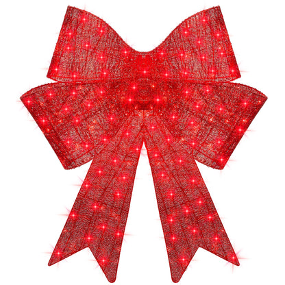 Best Choice Products 48in Pre-Lit Giant XL Christmas Bow Decoration, Large Outdoor LED Holiday Yard Décor w/ 200 Lights, 8 Light Functions, Timer, Hanging Hook - Red