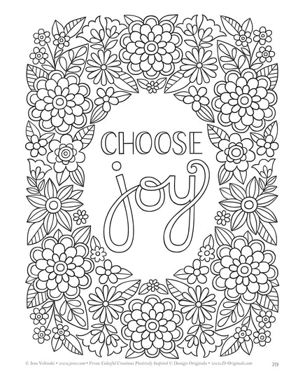 Colorful Creations Positively Inspired Coloring Book: Coloring Book Pages Designed to Inspire Creativity! (Design Originals) 32 Uplifting Designs from Jess Volinski, the Artist of Notebook Doodles