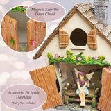 Meadow & Oak Fairy Garden House Kit - Complete with Fairy Garden Accessories, Butterly Seat, Bird Bath, Stepping Stones, Magnetic Door Closure for Indoor/Outdoor Fairy House Meadow & Oak