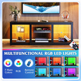 WLIVE LED TV Stand for 65 Inch TV, Modern Entertainment Center with Adjustable Glass Shelves & Customizable LED Lights, Sturdy Media Console for Living Room, Bedroom,Gaming (Black) WLIVE