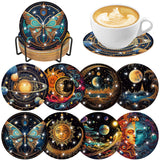Mystical Moon Diamond Art Coasters: 8 Pcs Witchy Diamond Painting Coaster with Holder and Cork Pads, Celestial Diamond Art Coasters for Adults Beginners DIY Crafts Home Decor Gifts CRASHOT