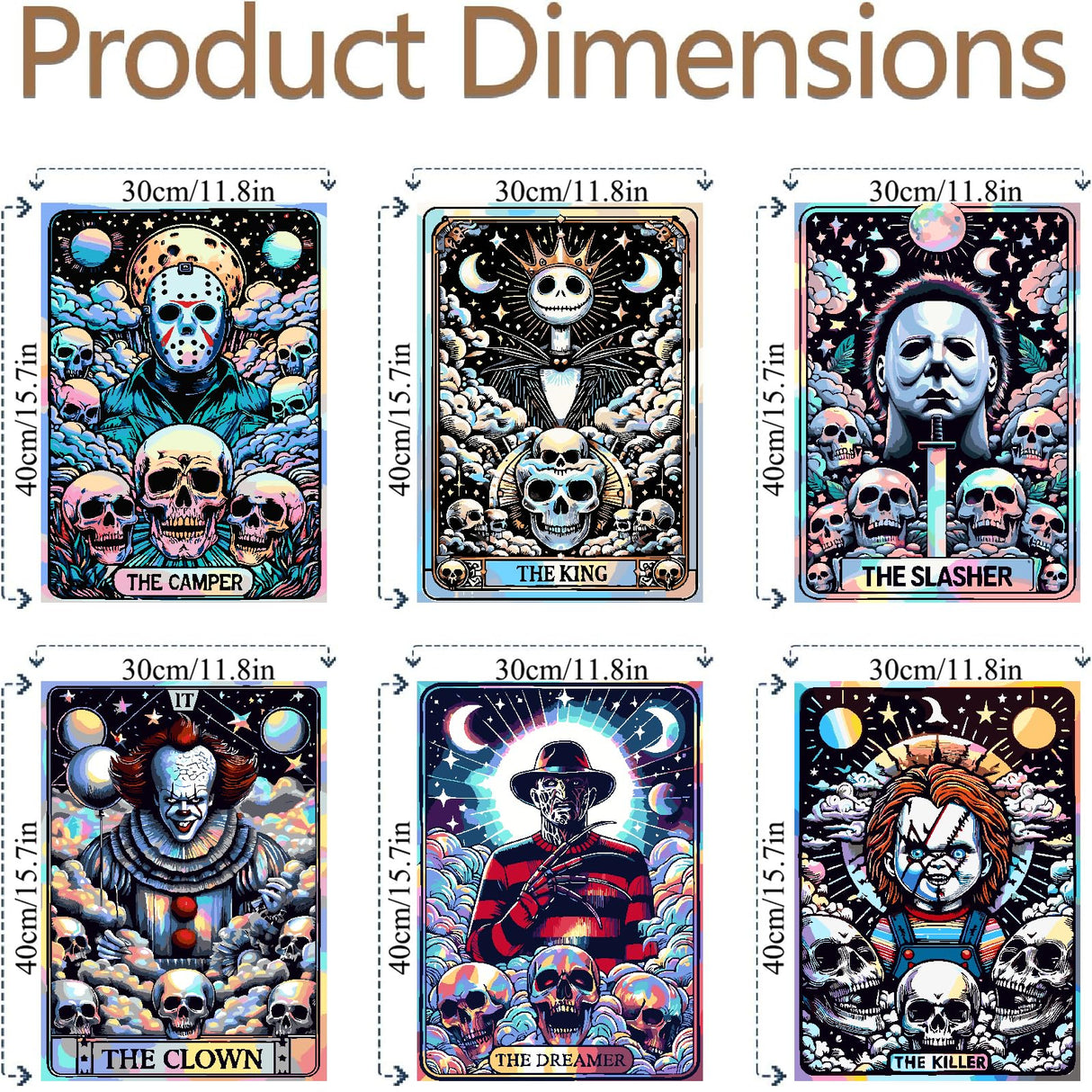 6 Packs Halloween Paint by Number Kits for Adults, Horror Movie Adult's Painting by Numbers on Canvas, Easy Acrylic DIY Oil Painting on Canvas, Home Wall Decor(12x16in No Frame) Clendo