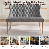 OIKIIWOO Upholstered Dining Bench with Back Tufted Settee Benches Small Loveseat Sofa Couch for Small Spaces,Entryway,Banquettee Seating Sofa Benches with Backrest (Grey+Silver Legs, Dining Bench) OIKIIWOO