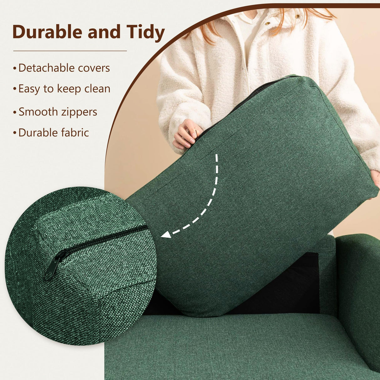 Busaurus 3 Seater Sofa Couch with Deep Seats, 89" Mid Century Modern Upholstered Sofa with Armrests, Comfy Couches for Living Room, Bedroom, Apartment and Office (Green) Busaurus