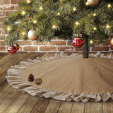 yuboo 48" Burlap Fall Christmas Tree Skirt with Ruffle Border, Beach Farmhouse Tree Skirt Linen Rustic Tree Ornaments for Christmas Holiday Party Decorations yuboo