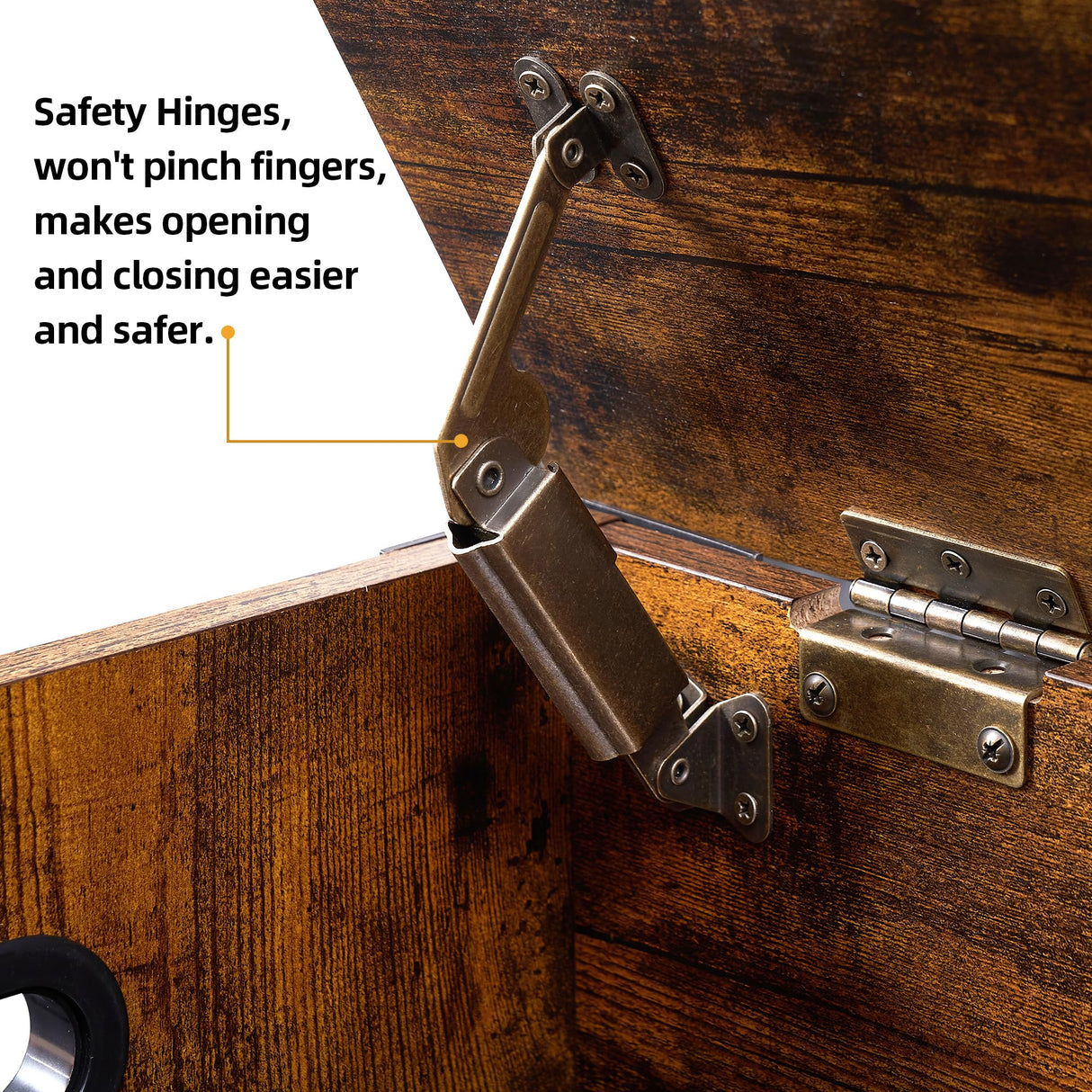 GAOMON Storage Chest, Storage Trunk with Safety Hinges, Wooden Storage Bench with Metal Frame, Shoe Bench, Large Storage Organizer, Modern Style Storage Chest for Bedroom, Entryway, Living Room GAOMON