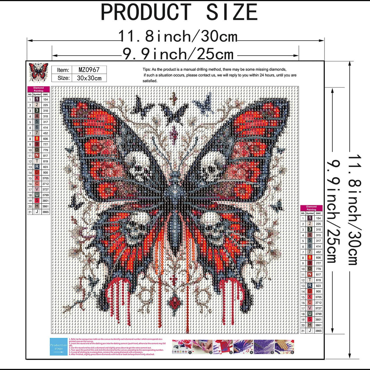 Xylogist Diamond Art Kits for Adults Beginners, Butterfly Skull Diamond Painting Kits, 5D DIY Full Round Drill Paint by Diamonds Dot Gem Art, Home Wall Decor 12x12 Inch Xylogist