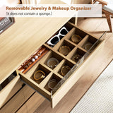 Jocoevol Modern 6 Drawer Dresser for Bedroom with LED Light, Large Chest of Drawers with Hidden Handles, Double Wooden Dresser Closet for Living Room, Entryway, Hallway - Natural Wood Jocoevol