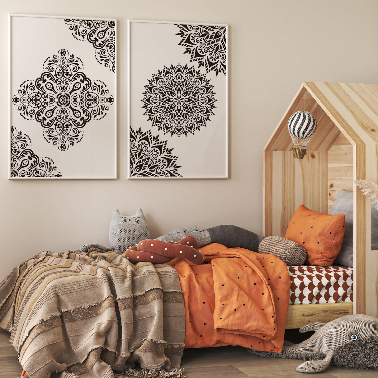 Sitsink Mandala Stencils for Painting Reusable - 6 Pcs Rangoli Damask Stencils for Craft, Large Mandala Templates Wall Stencil for Painting on Wood Rock Canvas Sitsink