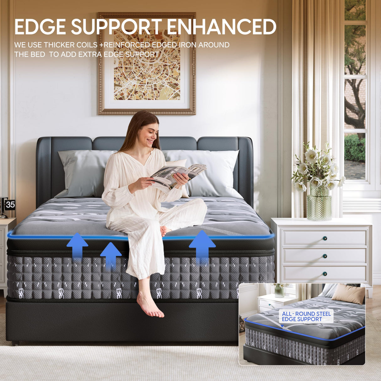 Niceclub 12 Inch Queen Mattress, Hybrid Memory Foam Innerspring Bed with Cooling Gel & Edge Support, Medium Firm Mattress in a Box for Side Sleeper, Back Pain Relief, CertiPUR-US Certified Niceclub