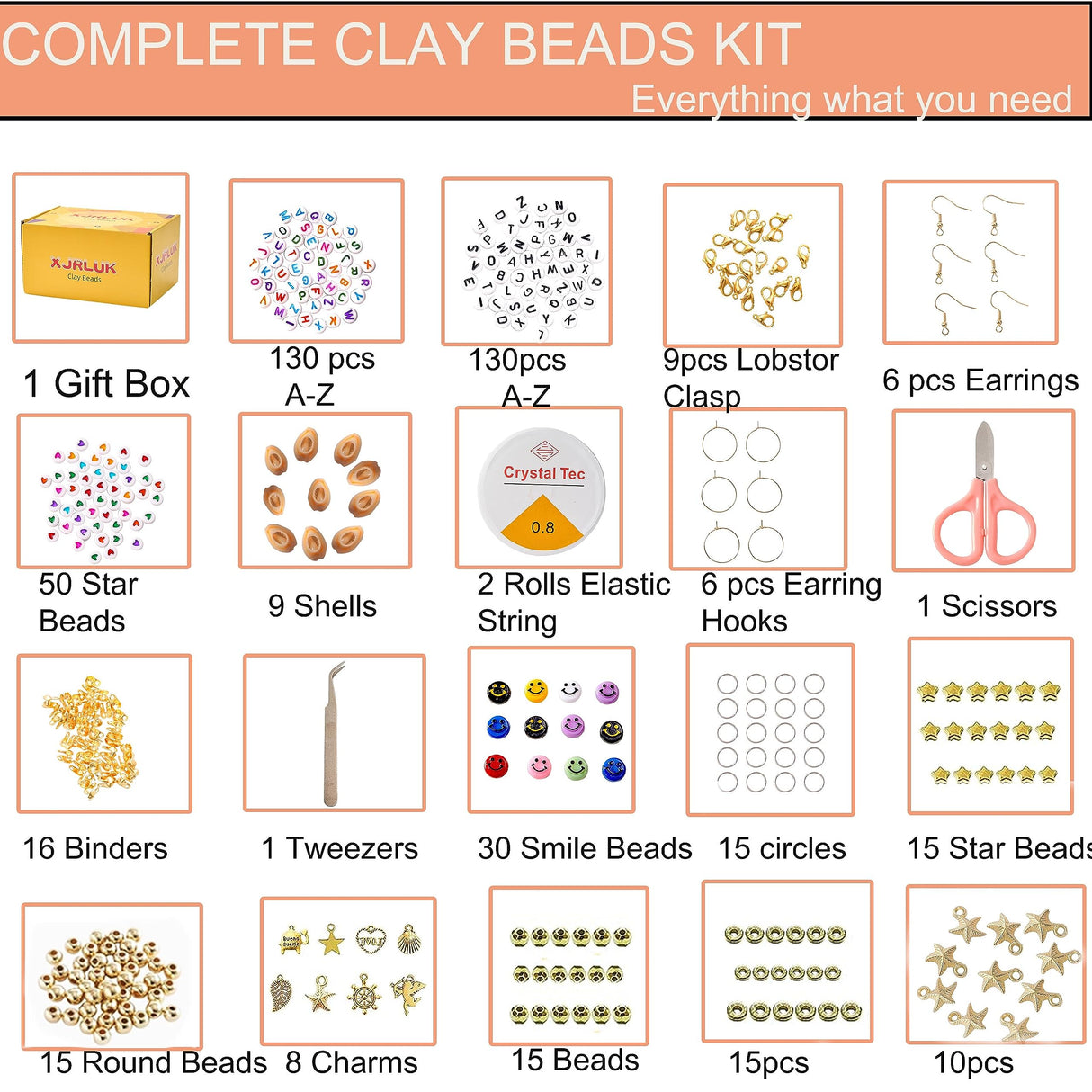 XJRLUK Clay Beads Bracelet Making Kit, 6 Boxes 20000+ PCS 144 Colors Polymer Flat HEISHI Beads Kit for Jewelry Making, Crafts Gift for Christmas Party Gift Craft kit XJRLUK