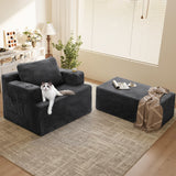 Homall Oversized Chaise Lounge Chair, Cloud Couch with Fluffy Upholstered, Deep Seat Sleeper Sofa Bed with Two Cup Holders, Comfy Boneless Couch No Assembly Required for Living Room, Apartment (Black) Homall