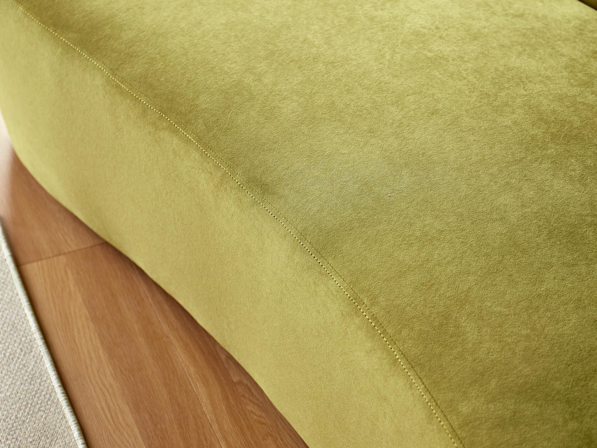 Container Furniture Direct 132" Curved Sofa with Throw Pillows, 6 Seater Luxury Velvet Couch with Half Moon Design and High-Density Foam, Ideal for Modern Living Room, Office & Apartment, Olive Green Container Furniture Direct