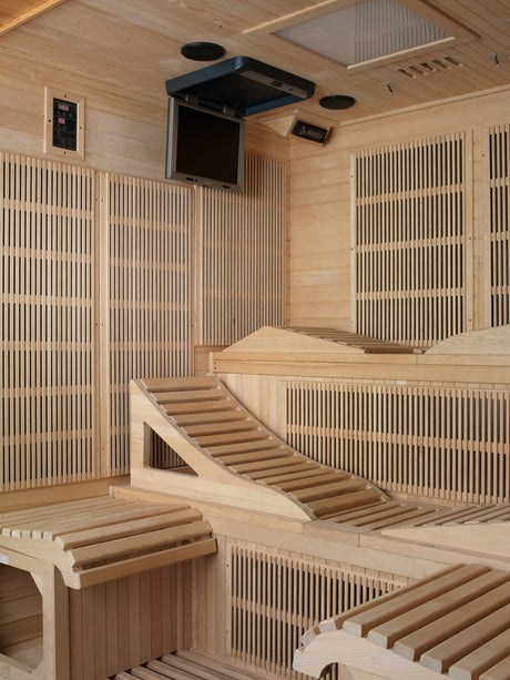 Golden Designs "Monaco" 6-person Near Zero EMF Far Infrared Sauna Canadian Hemlock DYNAMIC SAUNAS