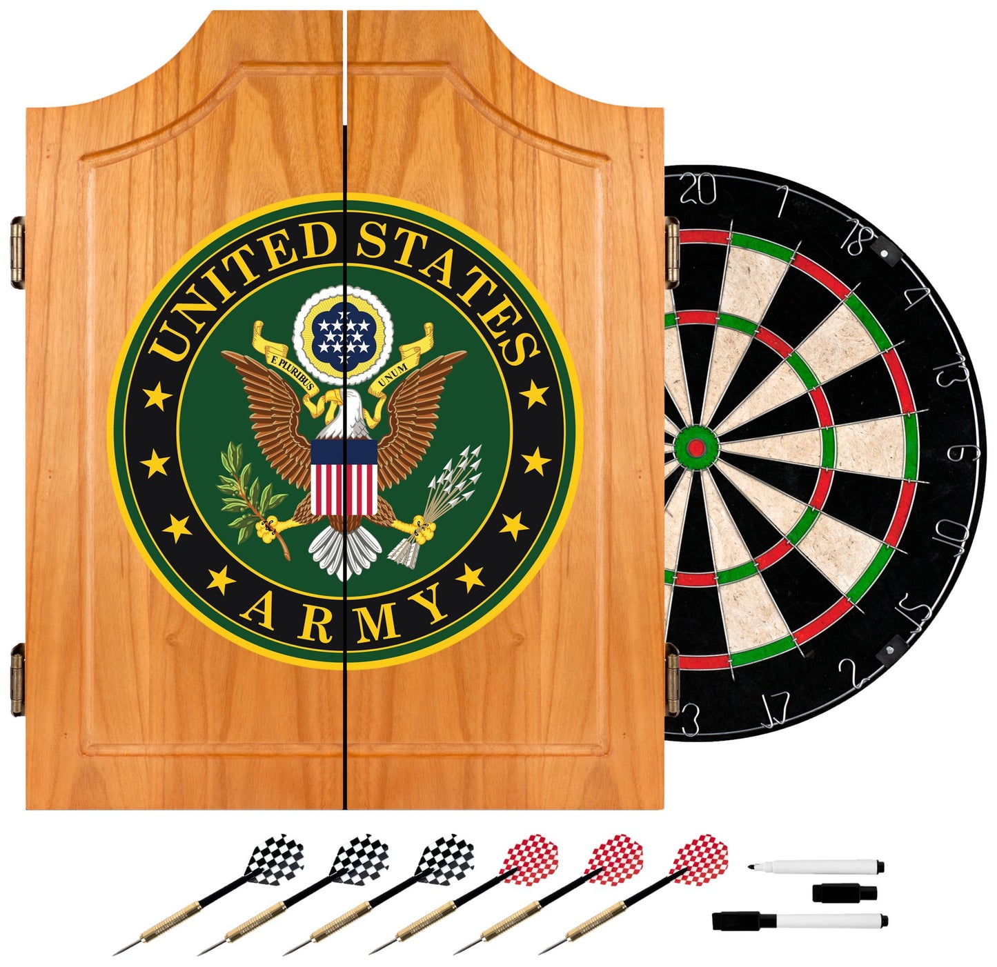 United States Army Wood Dart Cabinet Set - WoodArtSupply