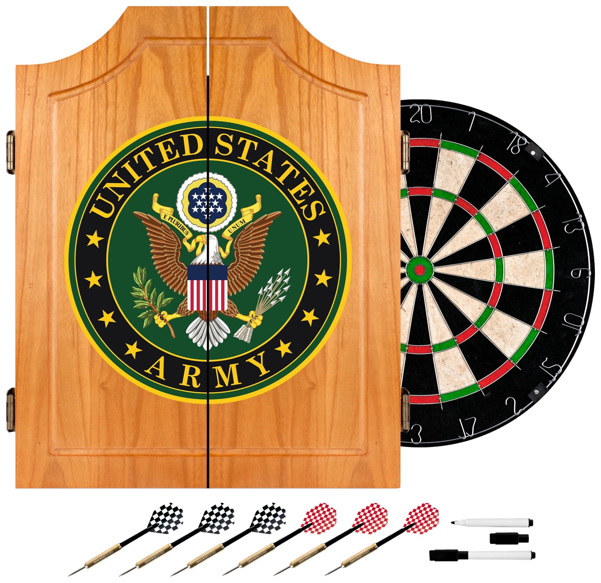 United States Army Wood Dart Cabinet Set - WoodArtSupply