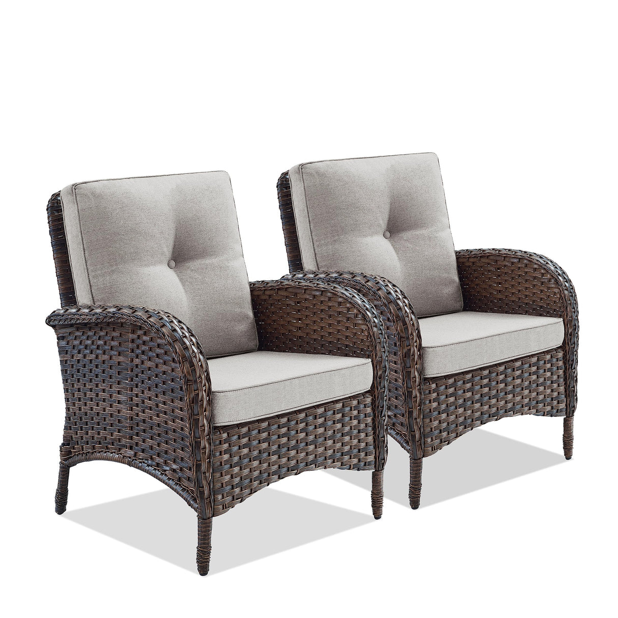Belord Patio Club Chair Wicker Chairs - Outdoor High Back Chair Set of 2 Patio Furniture Set Rattan Seating with Removable Cushions for Porch Balcony Deck Pool Sunroom Light Brown/Beige Belord