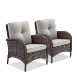 Belord Patio Club Chair Wicker Chairs - Outdoor High Back Chair Set of 2 Patio Furniture Set Rattan Seating with Removable Cushions for Porch Balcony Deck Pool Sunroom Light Brown/Beige Belord