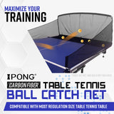 iPong Carbon Fiber Table Tennis Ball Catch Net - Practice Net Attaches to Ping Pong Table for Ball Collection During Table Tennis Robot, Serve or Multi-Ball Training iPong