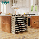 Modular Real Wood Wine Storage Racks - Stackable Wine Rack, Free Standing Floor Wooden Wine Rack, Premium Wine Storage Rack Elegant Display and Organizing for Kitchen and Cellar 8 Tier 72 Bottles Svimi