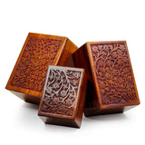 Artisans Crafted Premium Rosewood Decorative Hand Carved Wooden Urns | Carved with Precision | Memorial Wooden Urns for Loved Ones | Nagina International (X-Large) Nagina International