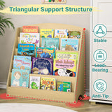 TOETOL 5-Tier Kids Bookshelf - Toddler Book Display Shelves for Classrooms, Playrooms, and Nursery - Wooden Children Book Rack (Natural) TOETOL