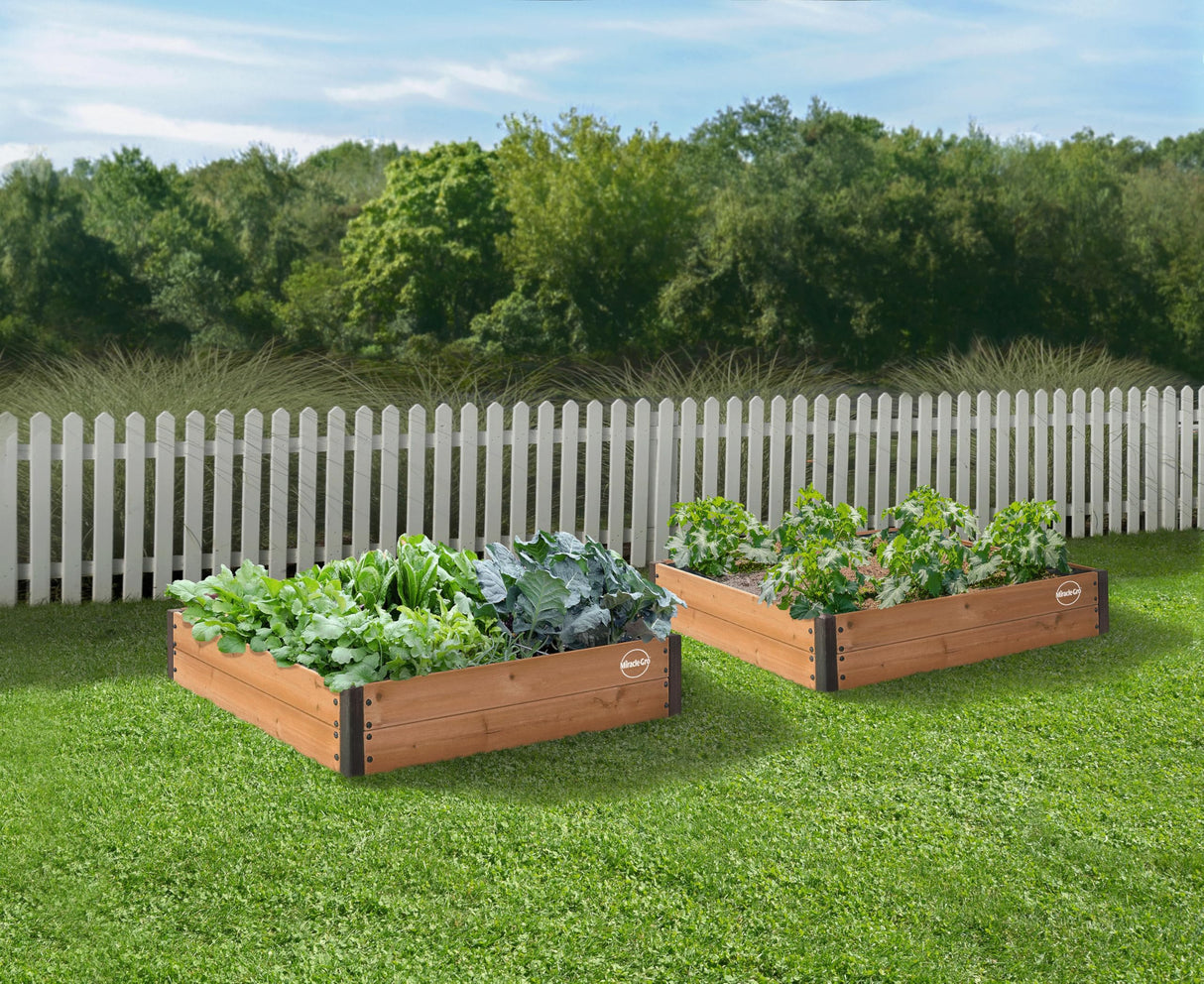 Miracle-GRO 4 x 4 Ft. Wooden Raised Garden Bed, 12.8 Cu. Ft. Above Ground Garden with Powder-Coated Metal Brackets for Decks and Yards Miracle-Gro