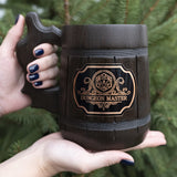 Fathers Day Gift for DM. Dungeon Master Beer Mug. Dungeon and Dragons Mug. Dungeon Master Stein. D&D Gift. Wooden Beer Stein. Best Gift. Wooden Beer Mug. Gamer Gift Beer Tankard K145 WoodArtSupply