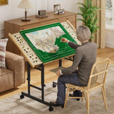 CODACE Puzzle Table with Drawers - 1500 Pieces Folding Puzzle Tables for Adults, Tilting Jigsaw Puzzles Board with Sorting Trays, Table with Adjustable Height Legs and Wheels，Present for Puzzles Lover CODACE