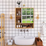 SMIBUY Bathroom Mirror Cabinet Wall Mounted, Bamboo Space Saver Medicine Cabinet, Wall Hanging Over Toilet Storage Cabinet with Mirror Door and Adjustable Shelf (Natural) SMIBUY