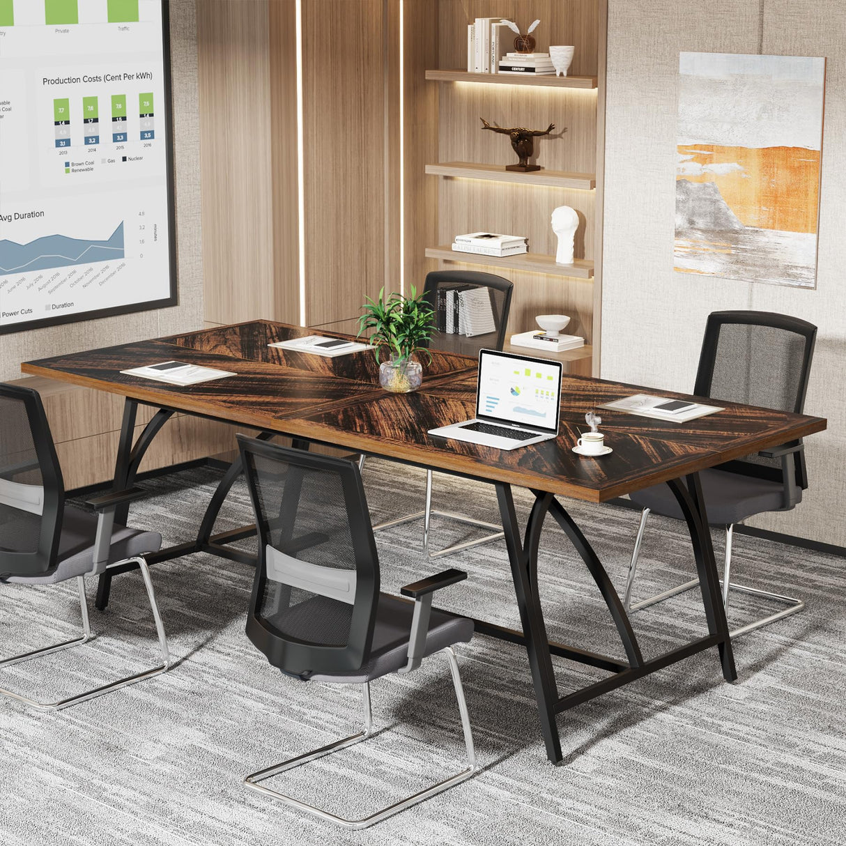 Tribesigns 6FT Conference Room Table, Rectangle Meeting Seminar Table for 6-8 People, 70.86-Inch Conference Tables for Home Office, Business Boardroom Desk with Stylish Metal Legs Tribesigns