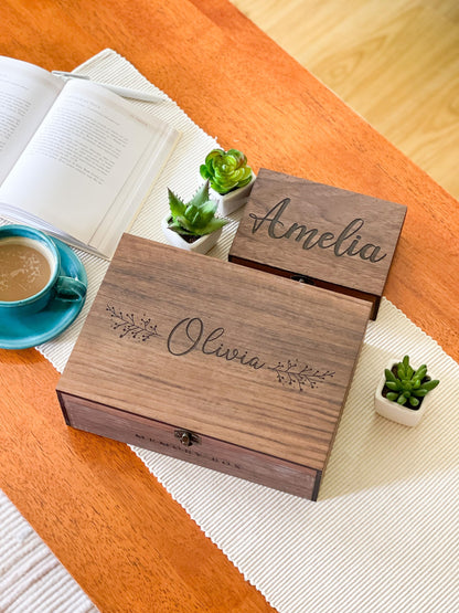 Personalized wooden name box for memories, keepsake - Christmas gift, present for Him, Boyfriend, Boy, Guy, Groomsmen, Friend for Birthday (Walnut) - WoodArtSupply