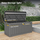 EAST OAK Outdoor Storage Box, 90 Gallon Deck Box, Waterproof Resin Storage Bin for Patio Cushions, Gardening Tools, Outdoor Toys, Lockable, UV Resistant, Grey EAST OAK