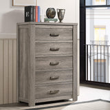 Roundhill Furniture Floren Contemporary Weathered Gray Wood Bedroom Set, Queen Panel Bed, Dresser, Mirror, Two Nightstands, Chest Roundhill Furniture