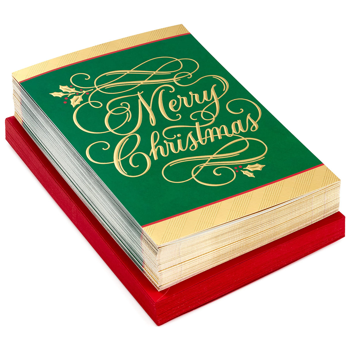 Hallmark Boxed Christmas Cards, Green and Gold (40 Cards with Envelopes) Hallmark
