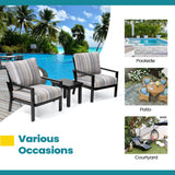 Pellebant 3 Pieces Patio Conversation Set with Sunbrella Cushion, Aluminum Patio Furniture Set Outdoor Bistro Set Modern Armchair Sofa and Side Table for Garden, Balcony, Backyard, Milano Char Pellebant