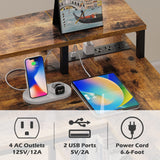 SUPERJARE L Shaped Gaming Desk with LED Lights & Power Outlets, Reversible Computer Desk with Shelves & Drawer, Corner Desk Home Office Desk, Rustic Brown, 7035ZC SUPERJARE