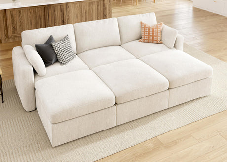HONBAY Modular Sectional Sofa, Sectional Couch with Storage Seats, Chenille Sectional Couches for Living Room, Beige HONBAY