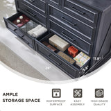 ACCOHOHO Farmhouse 6 Drawer Dresser for Bedroom, 52 Inch Wide Modern Dresser TV Stand with Large Drawers & Bar Handles, Rustic Wood Chest of Drawers for Bedroom, Living Room, Hallway, Black ACCOHOHO