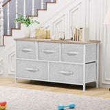 YITAHOME Dresser with 5 Drawers - Fabric Storage Tower, Organizer Unit for Bedroom, Living Room, Closets - Sturdy Steel Frame, Wooden Top YITAHOME