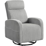 Yaheetech 360° Swivel Glider Chair for Nursery, Rocking Chair Nursing Chair with Side Pockets, Corduroy Glider for Living Room with High Back Light Gray Yaheetech