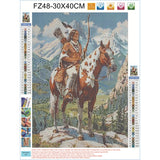 Generic DIY 5D Diamond Paint Kits for Adults American Native Indian Man and Horse Full Square Drill Diamond Art Painting Gems Cross Stitch for Home Wall Art Decoration 12x16inch Generic