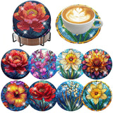 Zythron 8 PCS Diamond Art Coasters,Flowers Diamond Painting Coasters Kits Flower DIY with Holder DIY for Beginners, Adults, Diamond Art Kits for Adults Diamonds Art Crafts Supplies 4x4 in Zythron