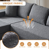 108" Modular Sectional Cloud Sofa - Boneless Couch with Deep Seat, Non Slip Base, Folding Sofa Sectional Couches for Living Room, Cozy Modular Couch with L-Shape Chaise, No Assembly Required, Grey CozyMine