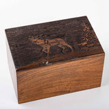 INTAJ Handmade Wooden Cremation Urn for Human Ashes - Deer Engraved Wooden Burial Urns Hand-Crafted - Funeral Cremation Urn for Ashes (Rosewood, XL INTAJ