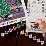 Galison Joy Laforme Christmas Square – DIY 9 x 12 Paint by Number Kit with Stunning Christmas Art for Beginners and Experts Includes Paint and Brushes Galison