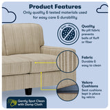 Serta Palisades 61" Track Arm Sofa, Easy Care Polyester, Soft Pillow Back, Pocket Coil Seat Cushions, Removable Covers, Loveseat or Couch for Small Spaces, Living Rooms or Bedrooms, Beige Serta