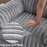 Comfort Stretch Grey Power Recliner Chairs for Living Room Faux Fur Electric Recliners Chair with USB Port Soft Fabric Overstuffed Single Reclining Chair Theater Seating Comfort Stretch